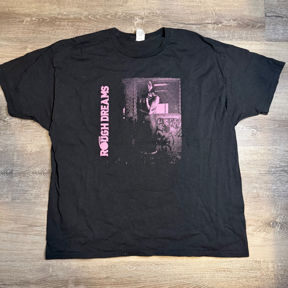 Rough Dreams Band T-Shirt Mens 2XL Black Pink Graphic Print Hanes Tee Punk Indie